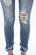 Step Hem Distressed Skinny Jeans