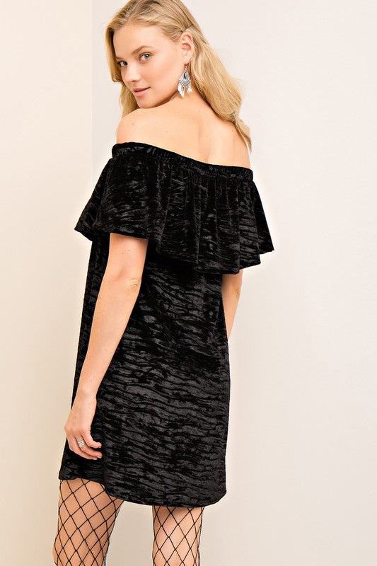 Off The Shoulder Velvet Dress (Black) – POSH STYLE Off The Shoulder Velvet Dress (Black) – POSH STYLE