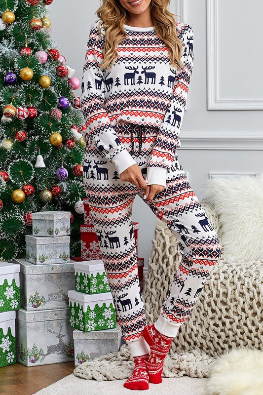 Reindeer Pajama Set (White)