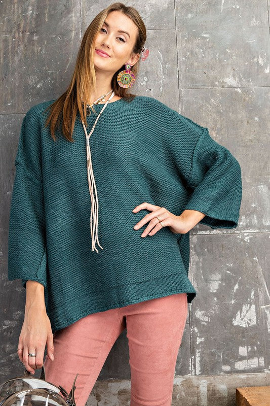 Chunky Oversized Knit Sweater (Teal)