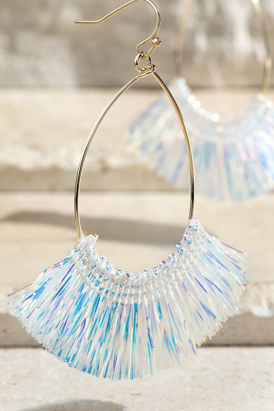 Foil Thread Tassel Earrings (Opal)