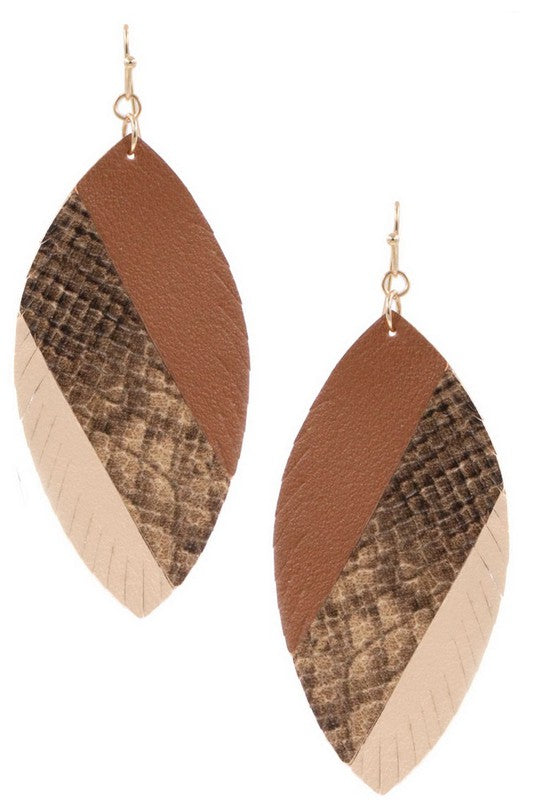 Leather Leaf Earrings (Shades of Brown)