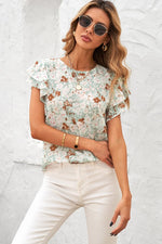 Floral and Ruffles Blouse (Pastel)