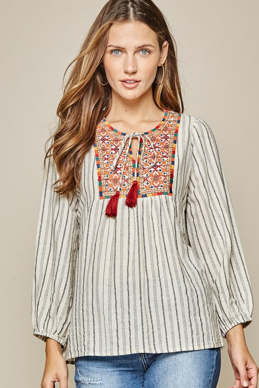 Boho Inspired Embroidered Top