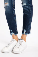 High Rise Button Fly Skinny Jeans