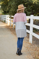 Color Block and Stripes Cardigan