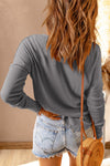 Waffle Knit Henley Top (Gray)
