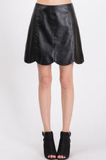 Scalloped Edge Faux Leather Skirt