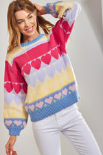 Heart Patterned Knit Sweater
