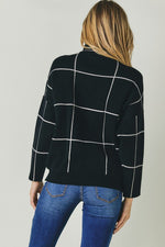 Mock Neck Grid Pattern Sweater