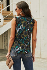 Floral and Lace Tank (Black)