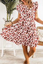 Leopard Print Ruffled  Dress