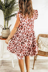 Leopard Print Ruffled  Dress