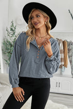 Button Front Top (Grey)