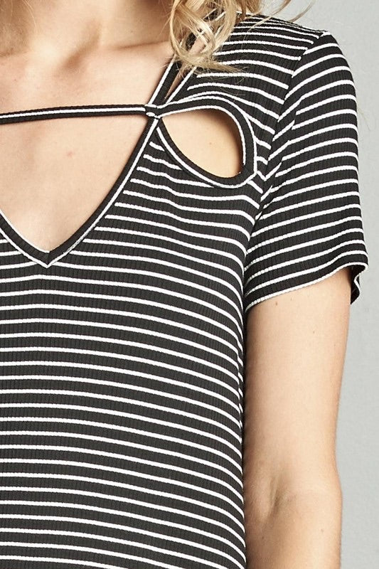 Striped Open Front Top
