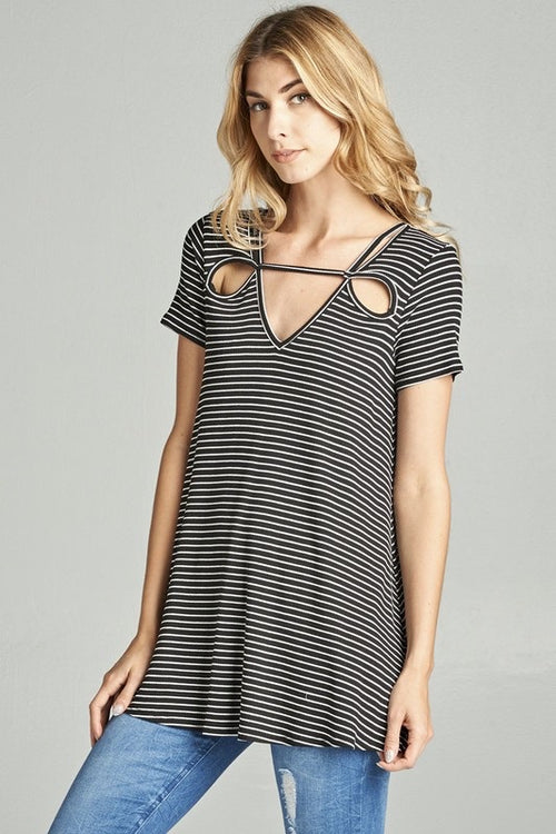 Striped Open Front Top